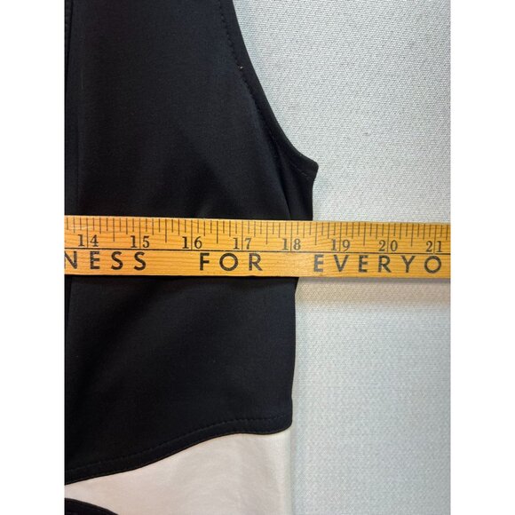 Renuar Womens Tank Midi Dress Sleeveless Stretch Size 14 Black White Back Zipper - Picture 8 of 12